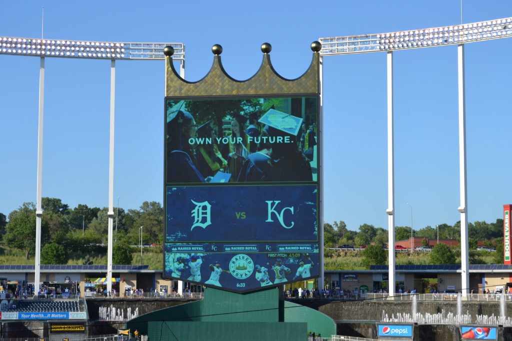 Kauffman Stadium Scoreboard - Kansas City Royals Editorial Photo