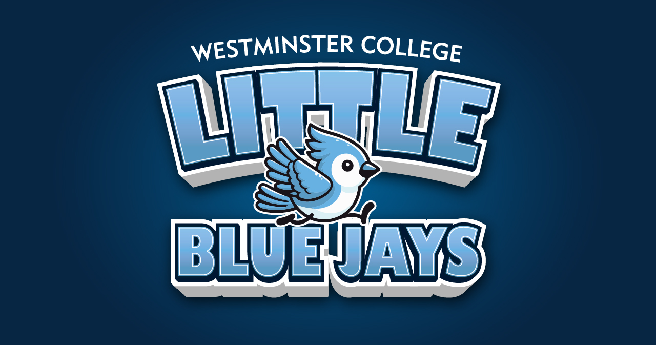 The Little Blue Jays logo, with a tiny, light blue jay and bubble lettering, appears in front of a navy background.