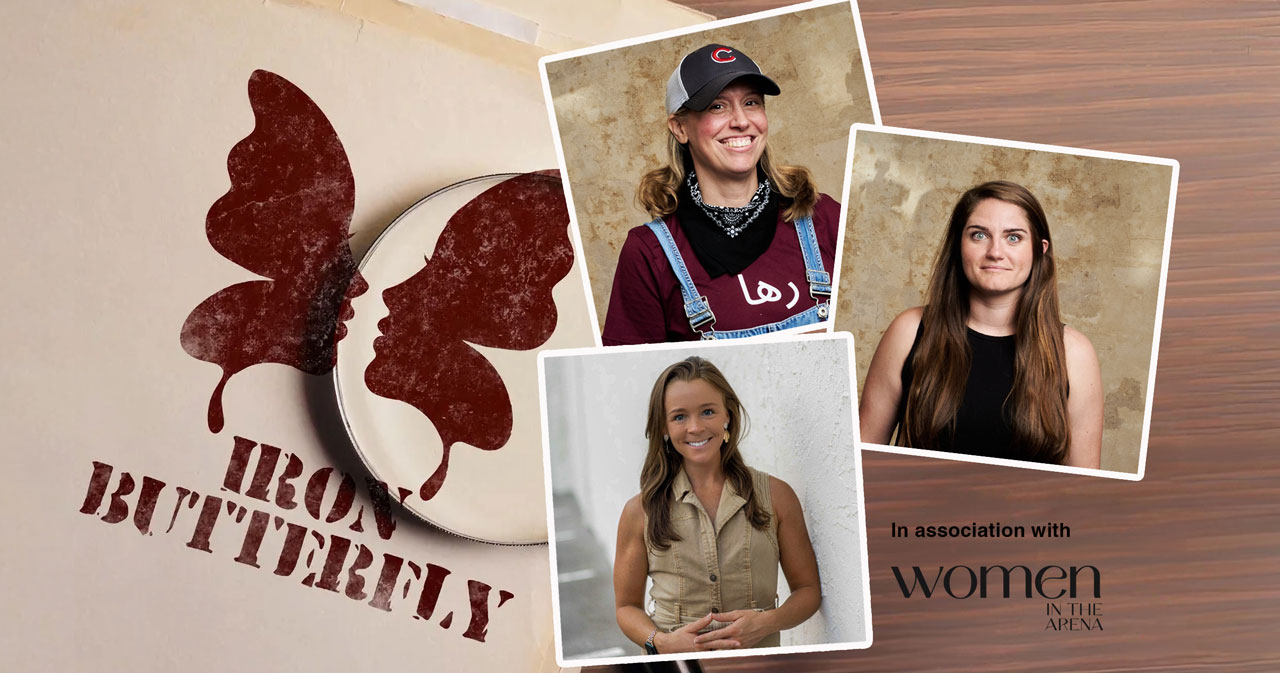 Headshots of three podcast hosts are pictured along with the Iron Butterfly logo