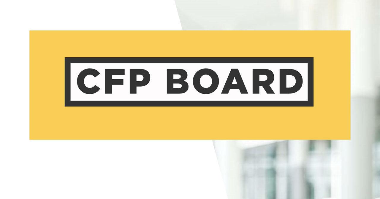 The featured image to this story is the CFP Board logo: a yellow box with the words "CFP Board" placed in the center, over a white background and black outline.